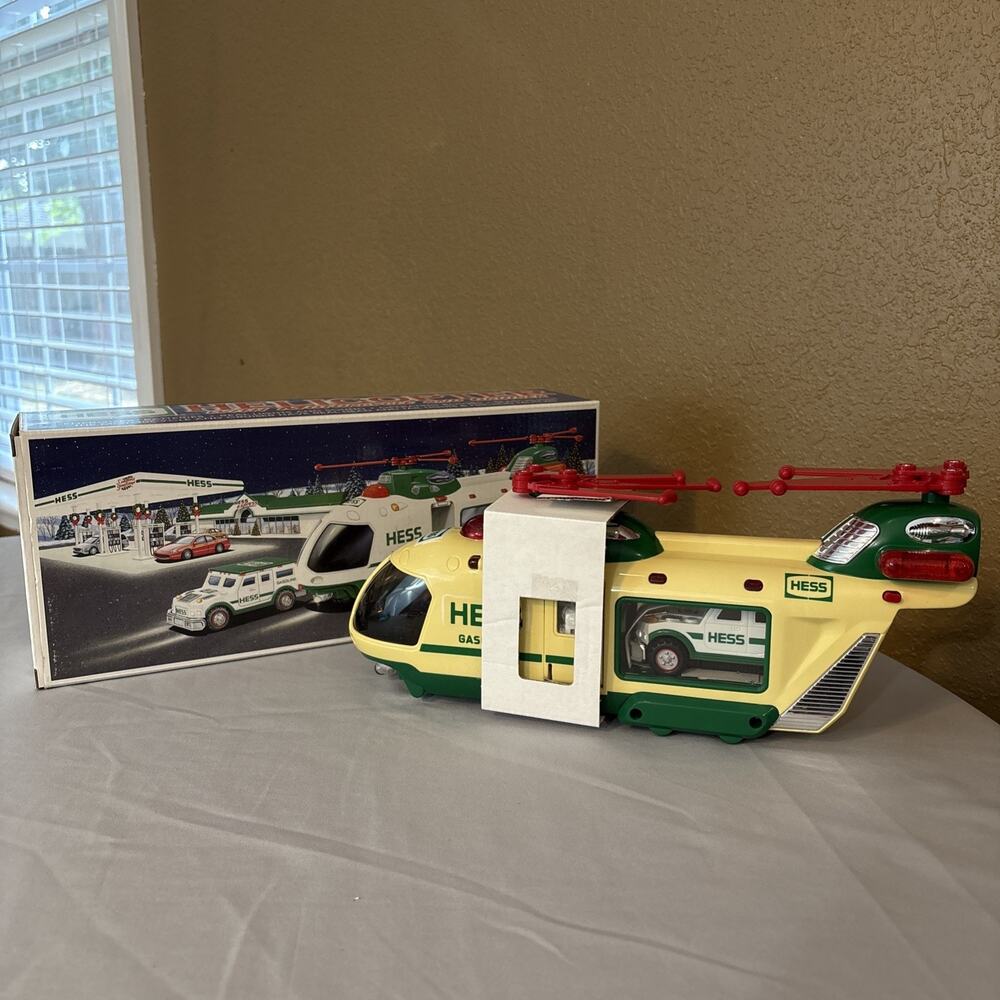 Hess 2001 Toy Helicopter with Motorcycle and Cruiser - New In Box Vintage